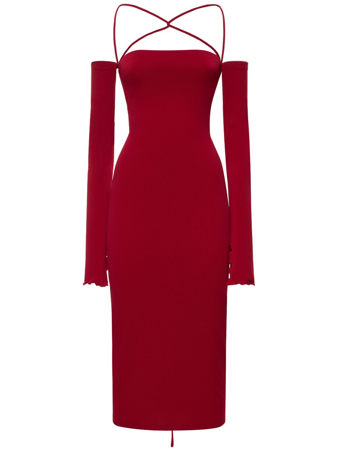 The Andamane Maddy Crisscross Jersey Midi Dress In Red