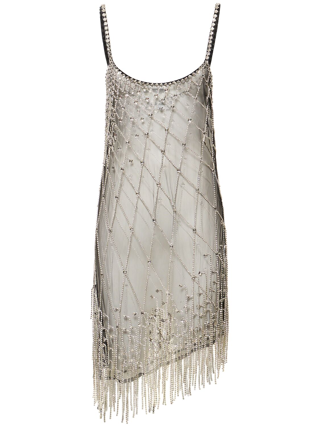 Dsquared2 Cage Mesh Mini Dress W/crystals In Black