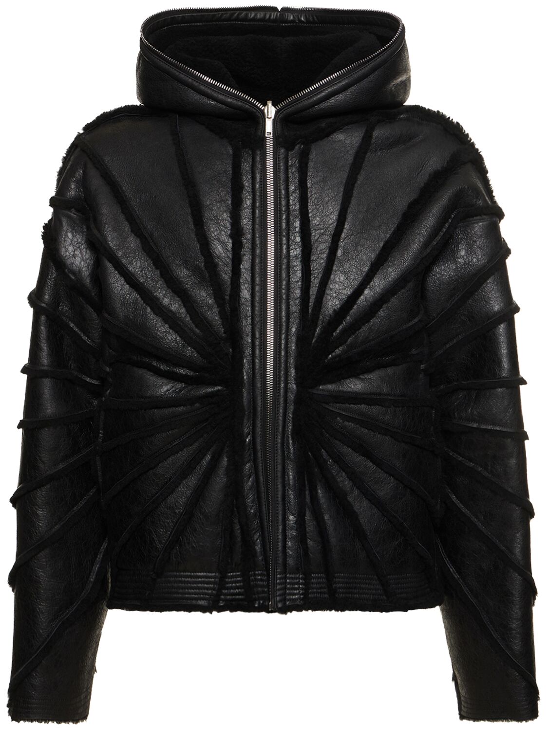 Shop Rick Owens Hooded Sealed Leather Jacket In Black