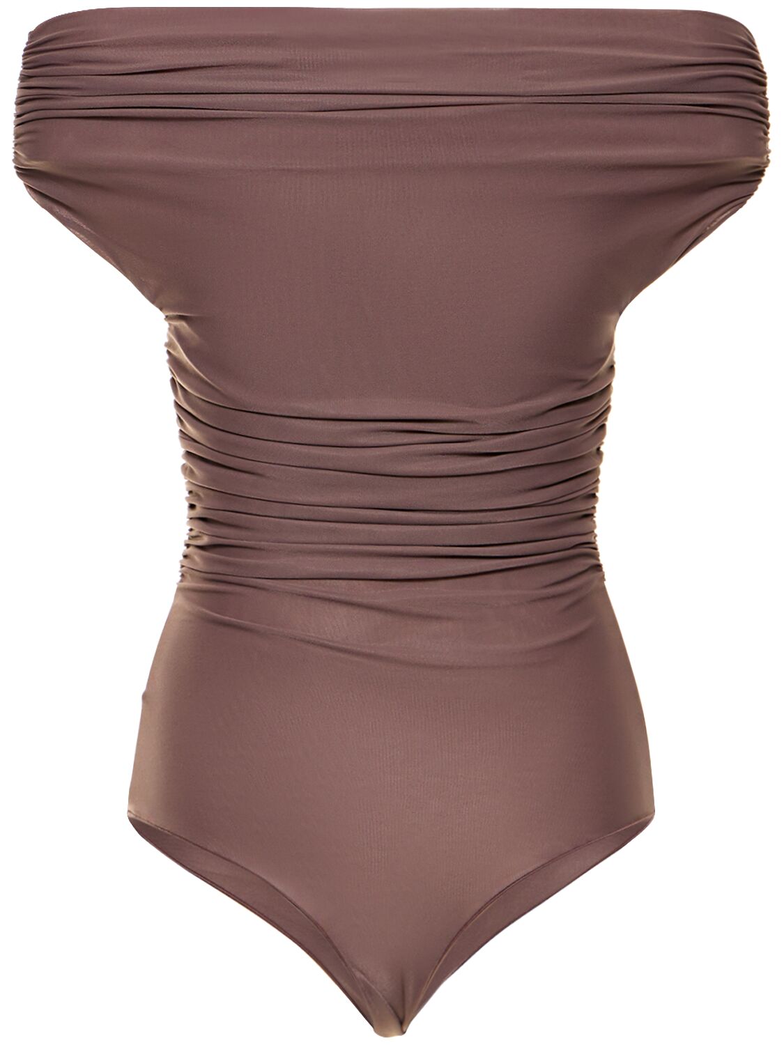 Shop The Andamane Nicola Off-the-shoulder Bodysuit In Brown
