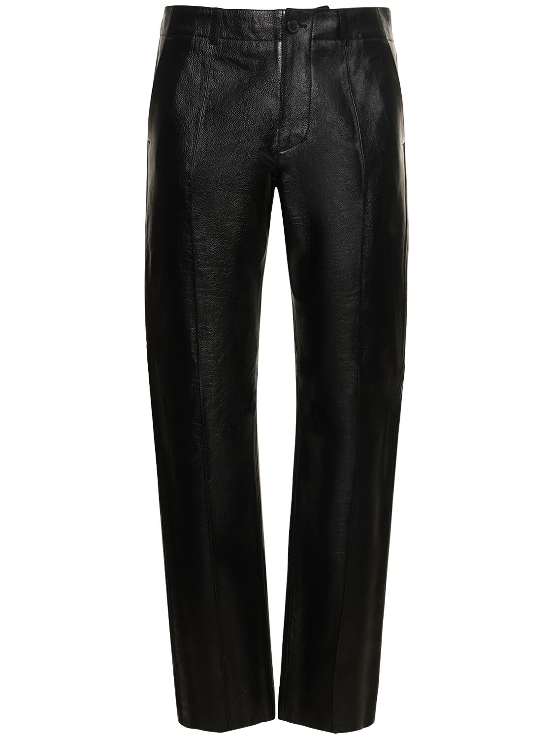 Shop Versace Leather Pants In Black