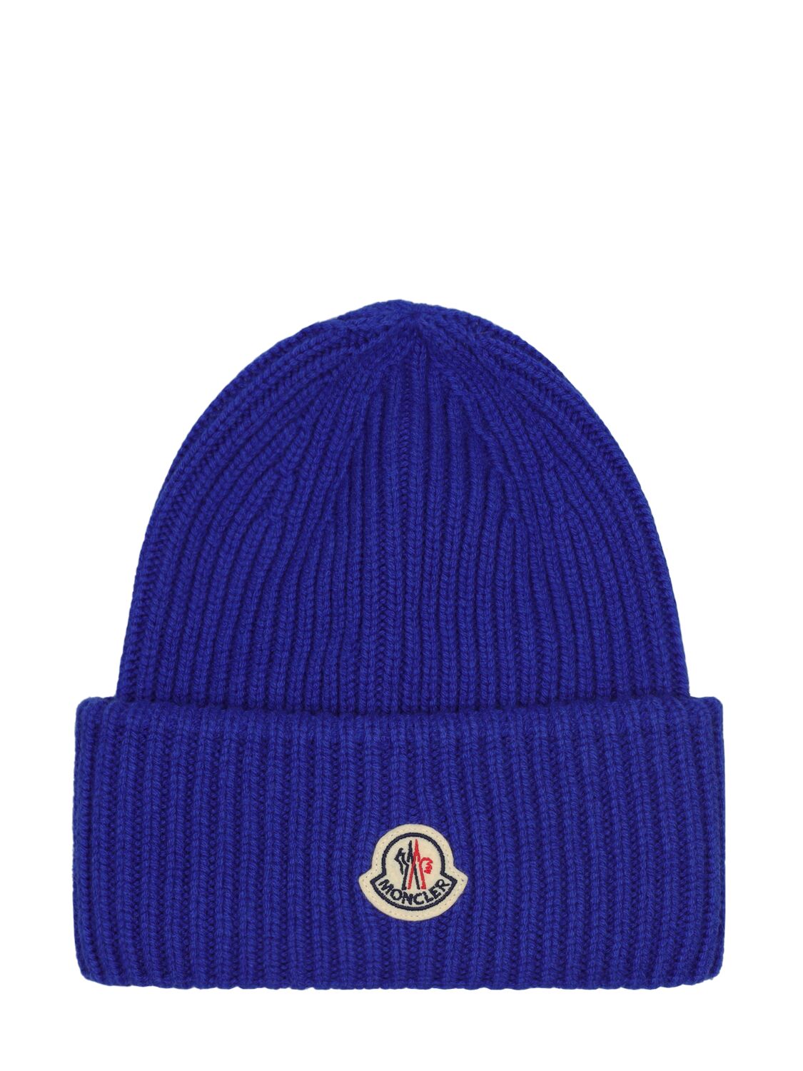 Moncler Electric Blue Wool Blend Beanie Hat