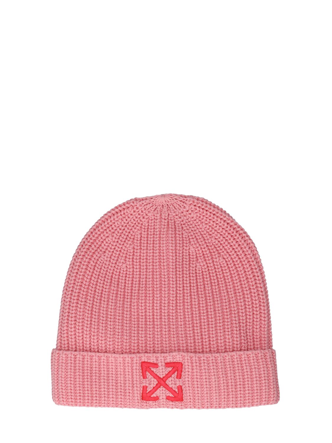 Off-white Kids' Girls Pink Cotton-knit Arrow Beanie Hat In Pink