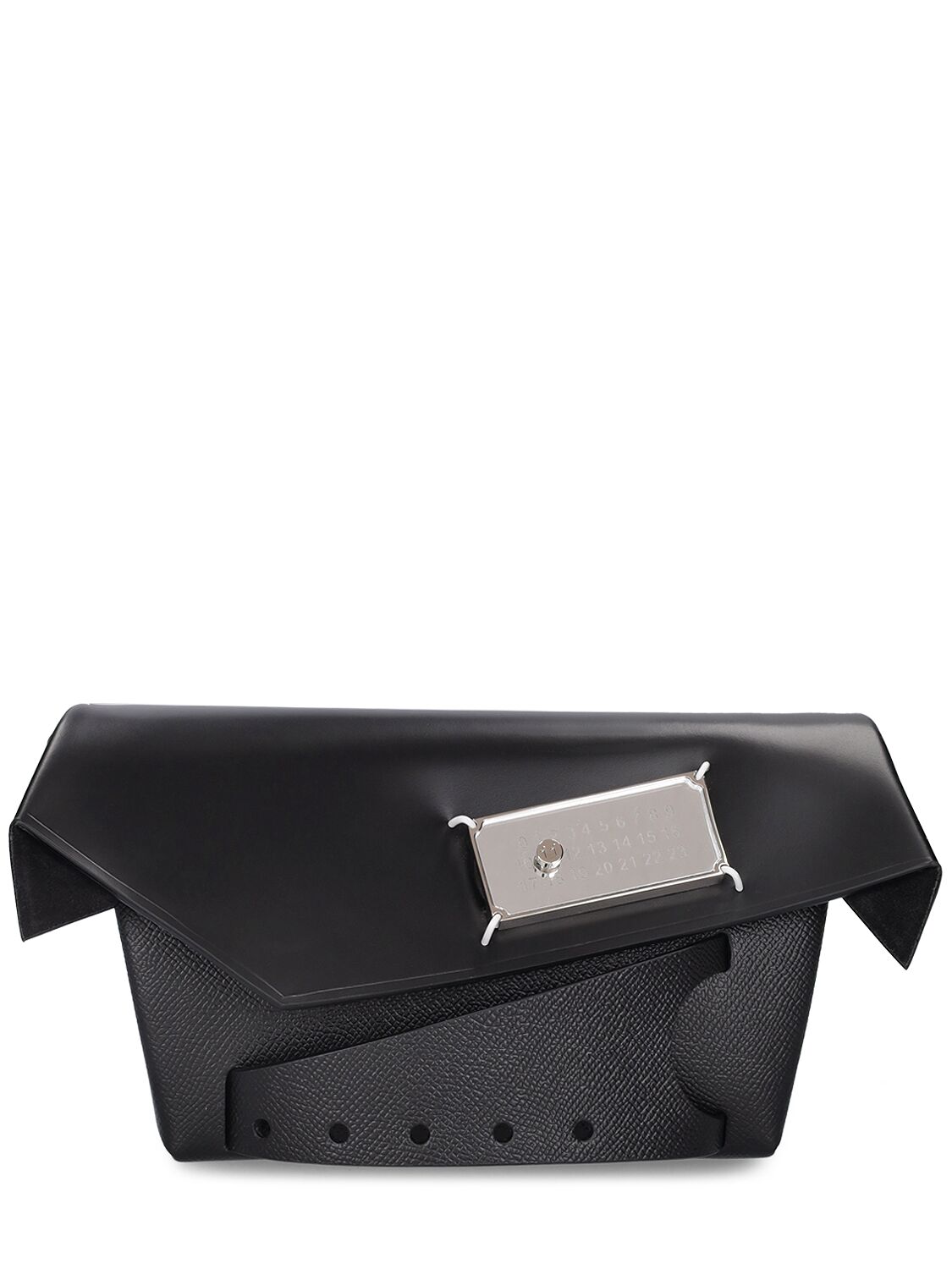 Maison Margiela Small Classique Snatched Leather Clutch In Black