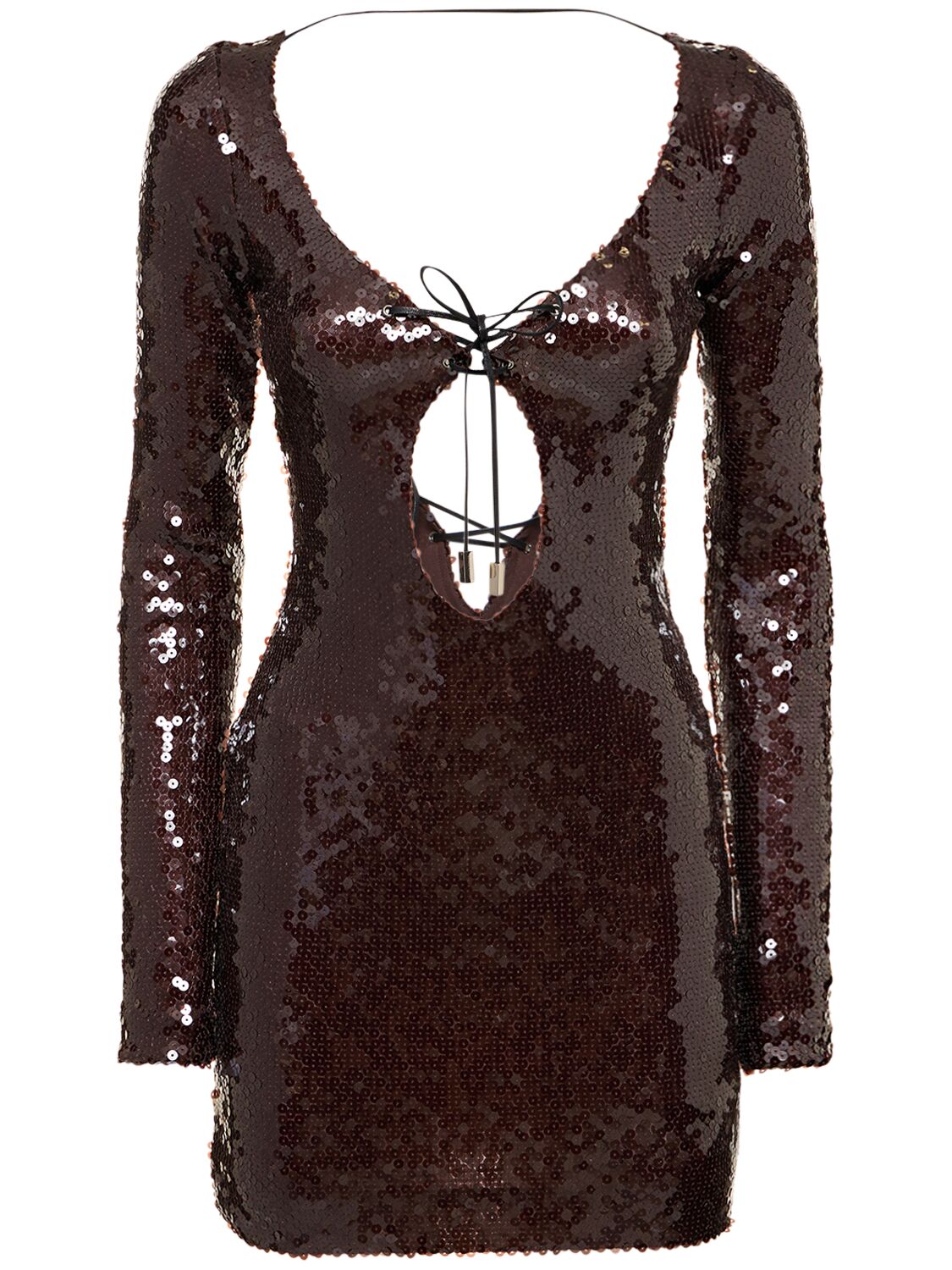16arlington Solarium Sequined Lace-up Dress In Brown