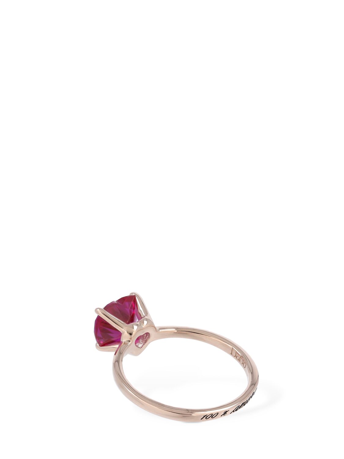 Shop Dodo 9kt Rose Gold Heart Synthetic Ruby Ring In Gold,fuchsia