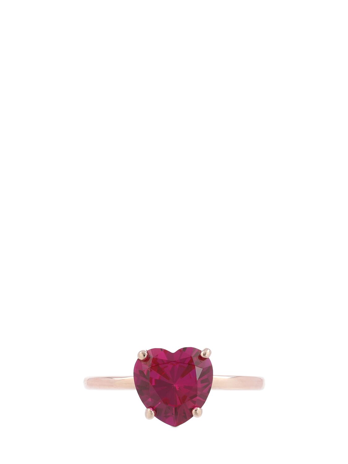 Shop Dodo 9kt Rose Gold Heart Synthetic Ruby Ring In Gold,fuchsia