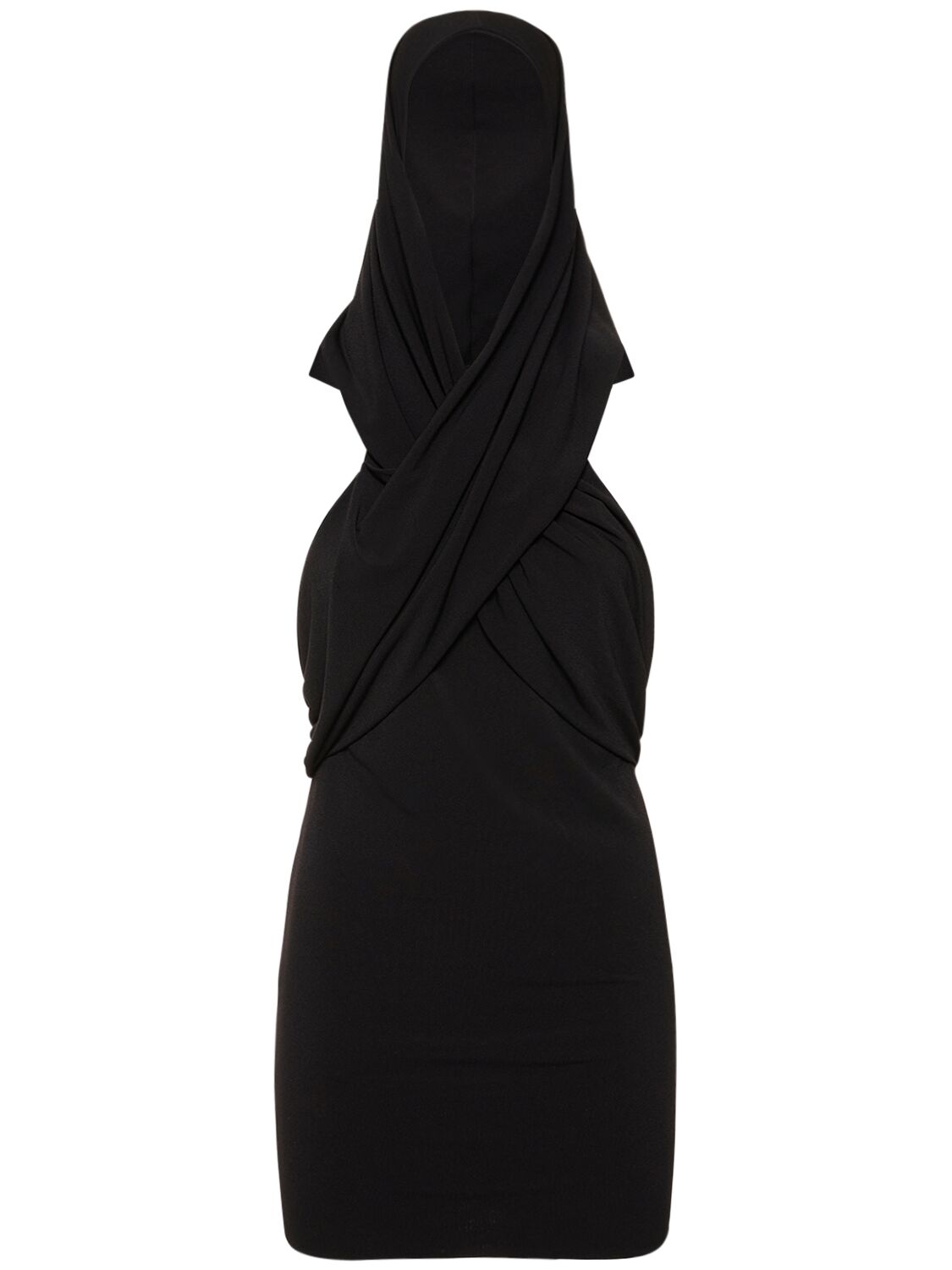 The Andamane Nikita Hooded Stretch Viscose Mini Dress In Black