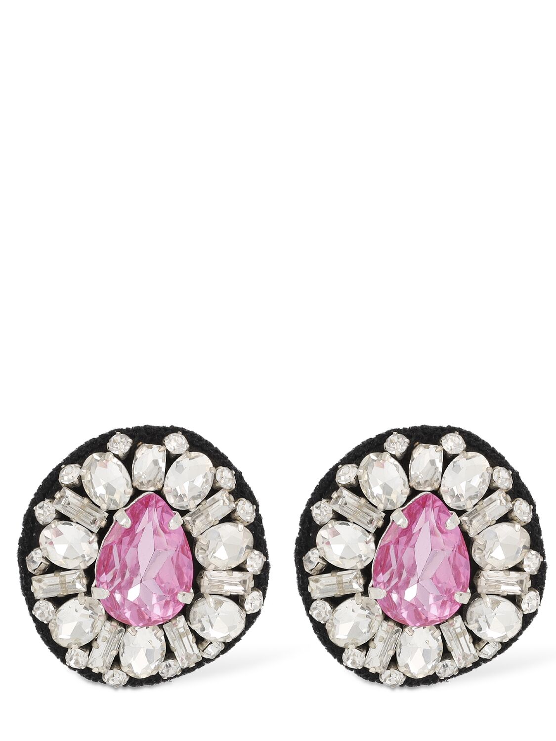 Moschino Crystal Button Clip-on Earrings In Pink,crystal