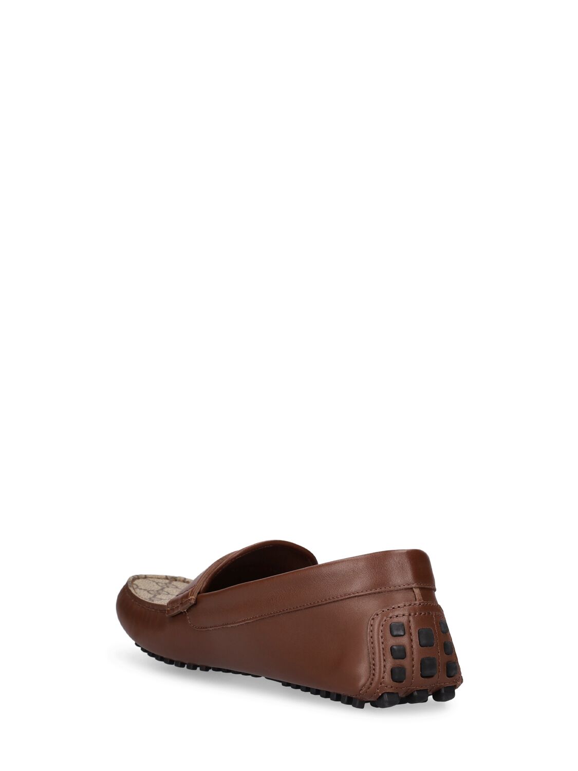 Shop Gucci Gg Cotton Blend And Leather Loafers In Beige,brown