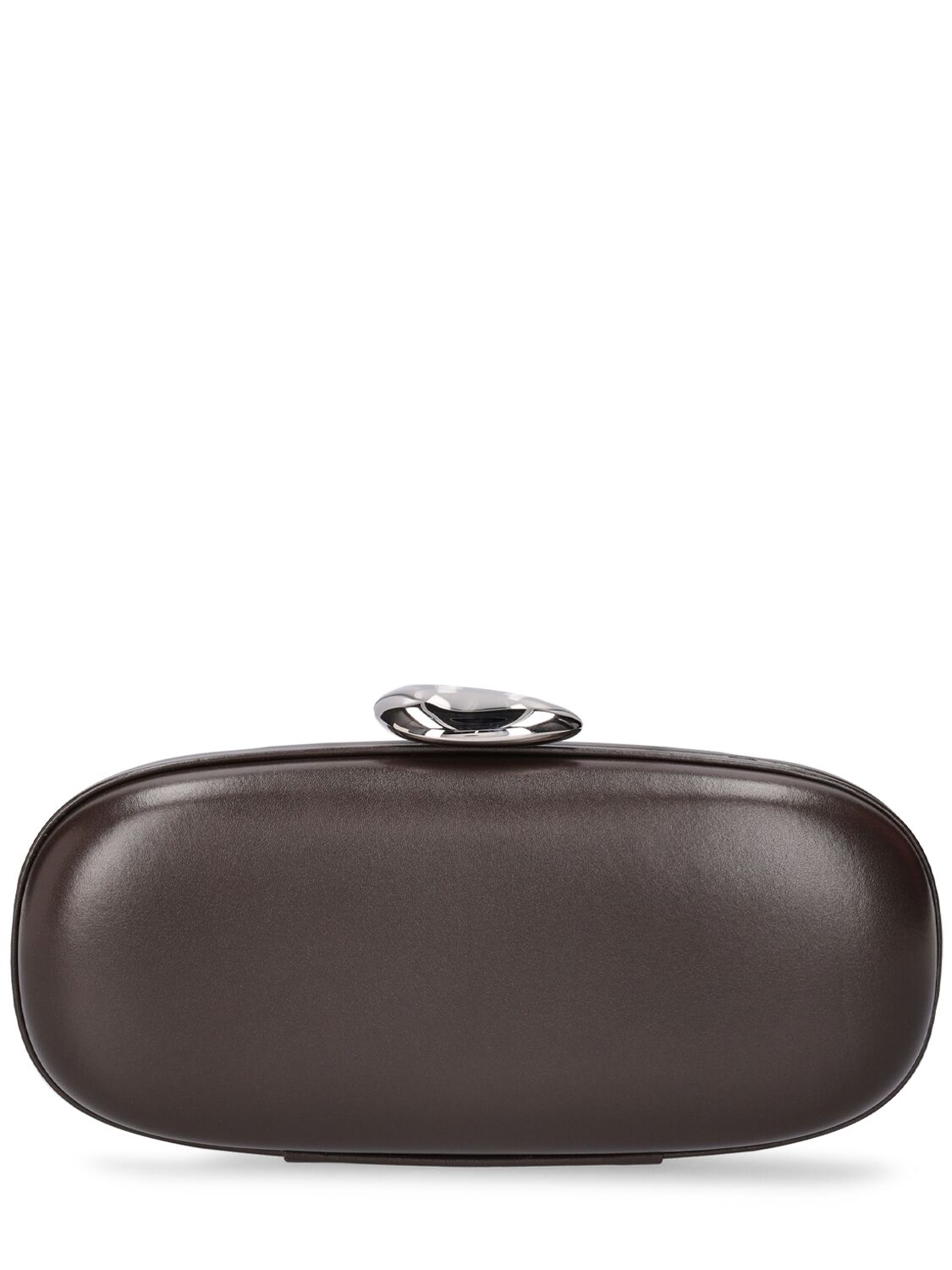 Michael Kors Tina Minaudiere Leather Clutch In Chocolate