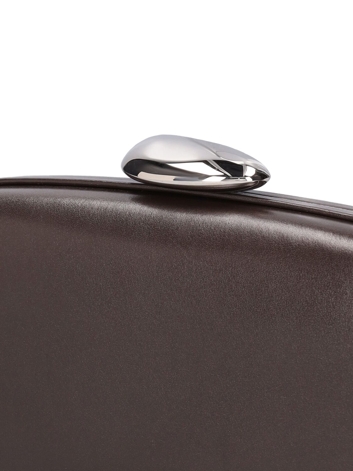 Shop Michael Kors Tina Minaudiere Leather Clutch In Chocolate