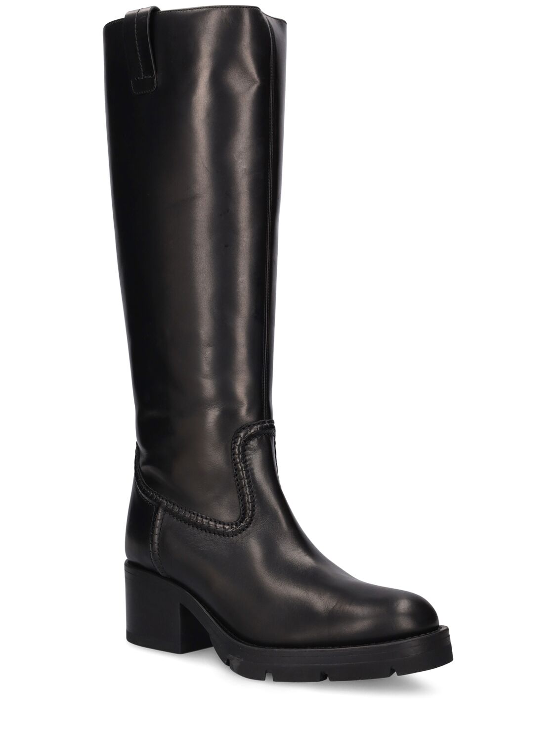 Shop Chloé 60mm Mallo Leather & Shearling Boots In Black