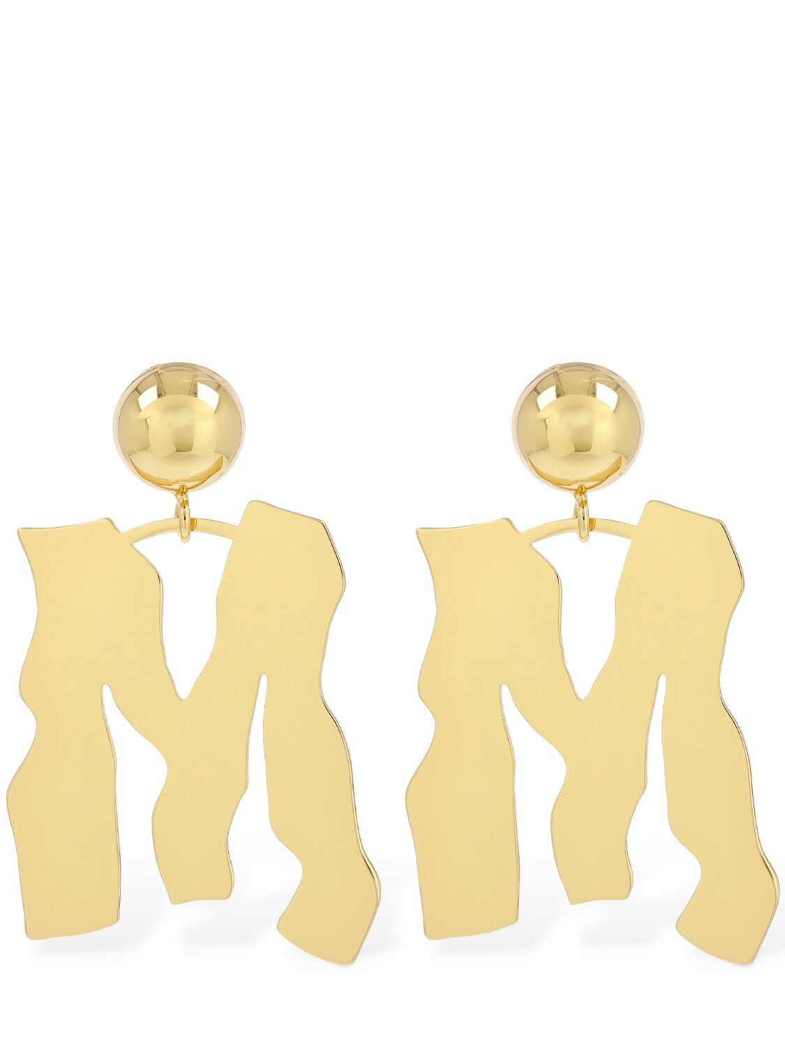 Moschino M Lettering Clip-on Earrings In Gold