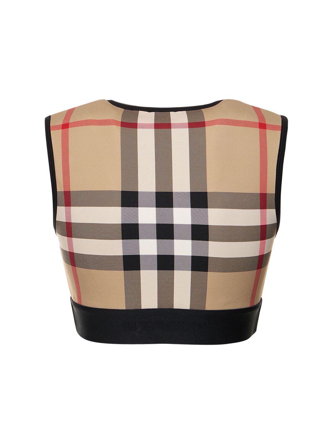 Shop Burberry Zadie Check Print Zip Crop Top In Schwarz