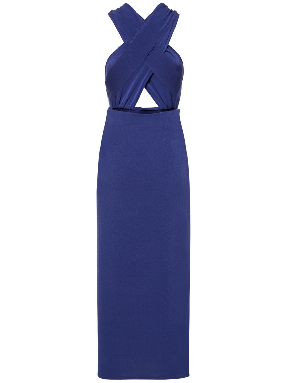 The Andamane Maeva Halter Neck Jersey Midi Dress In Blue