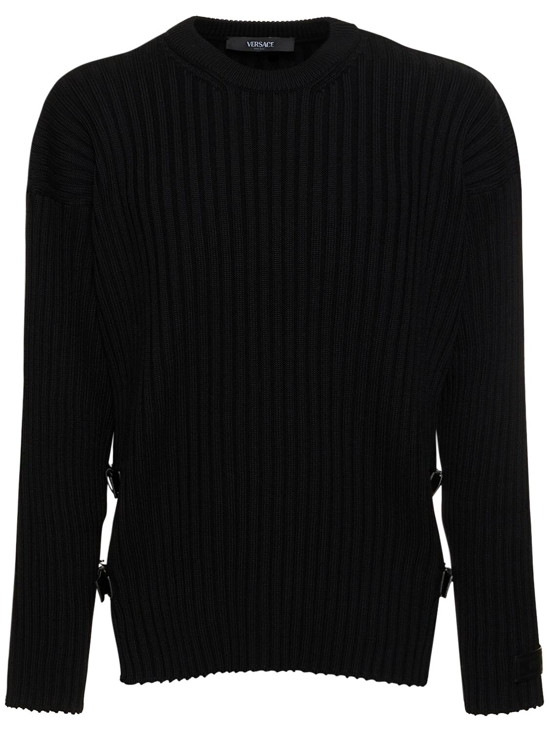 Image of Wool Knit Sweater W/ Buckles