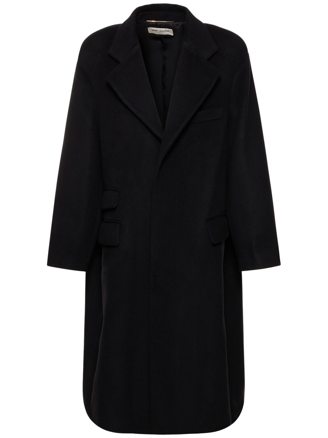 Saint Laurent Oversize Wool Blend Coat In Black