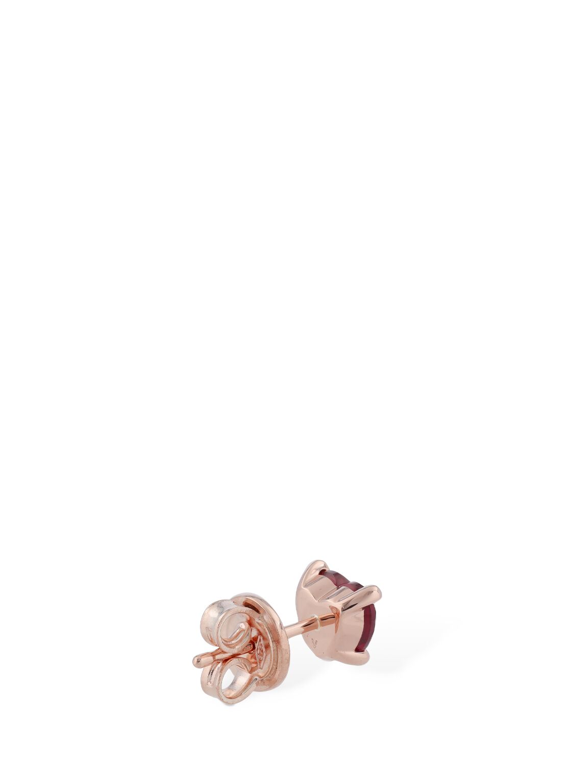 Shop Dodo 9kt Heart Synthetic Ruby Mono Earring In Fuchsia
