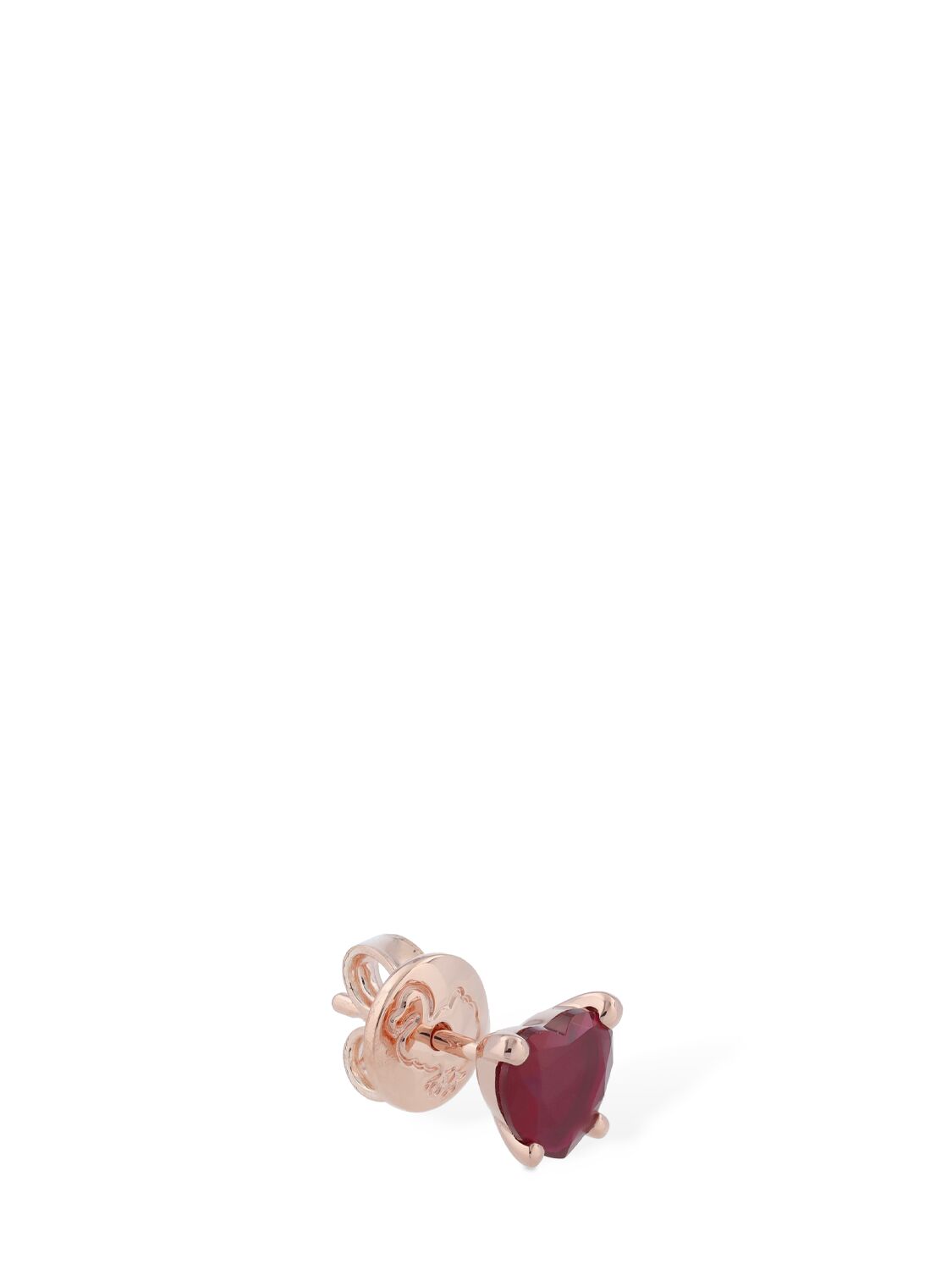 Shop Dodo 9kt Heart Synthetic Ruby Mono Earring In Fuchsia