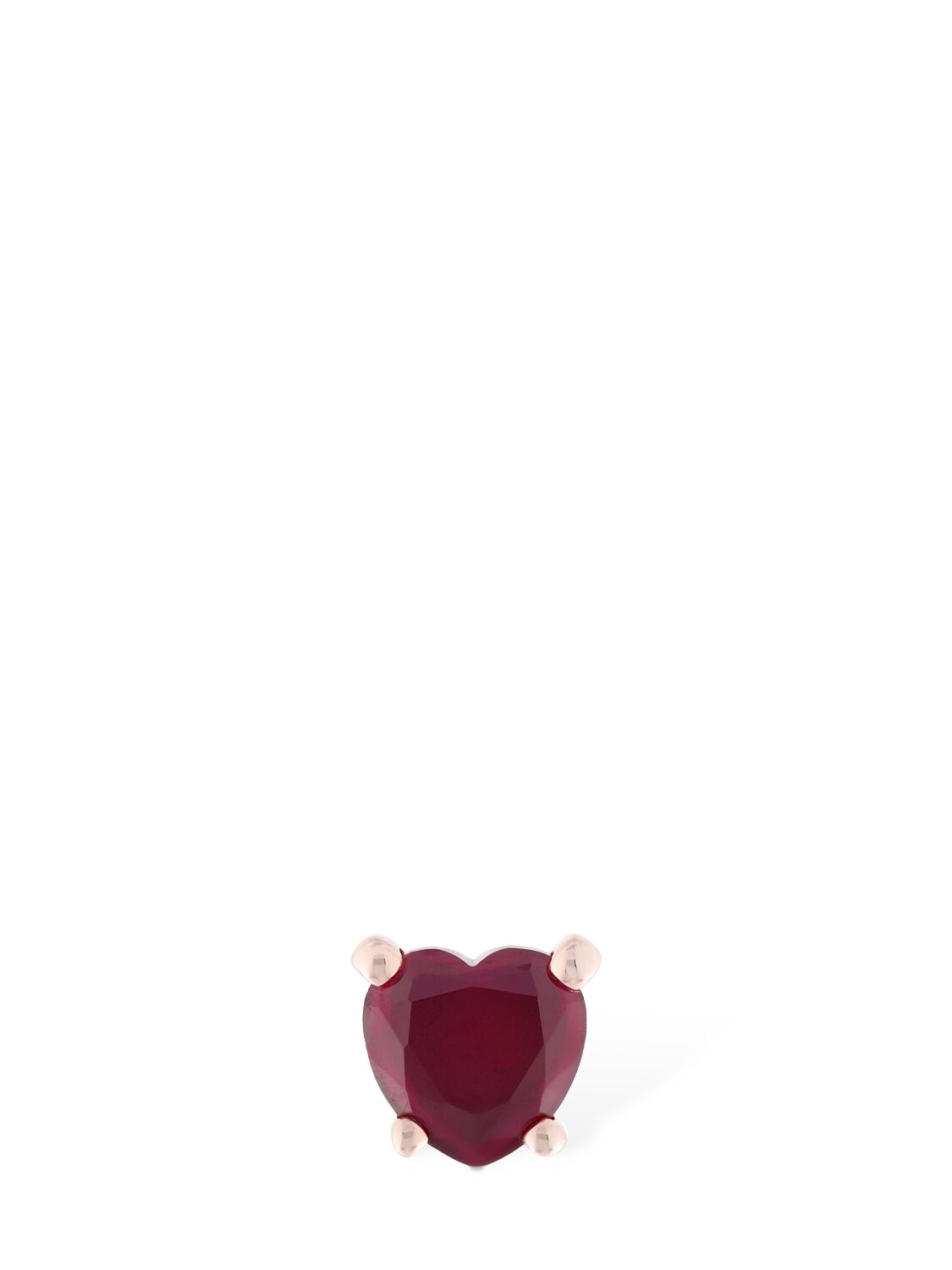Image of 9kt Heart Synthetic Ruby Mono Earring