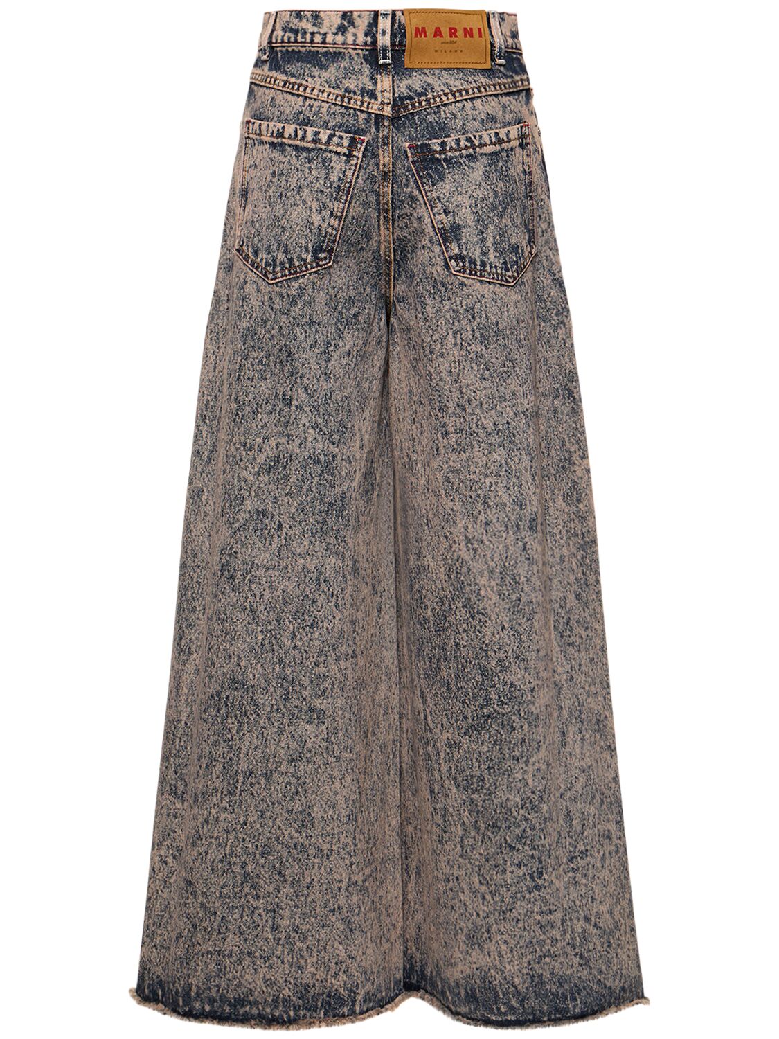 Shop Marni Marble Dyed Cotton Denim Flared Jeans In Grey