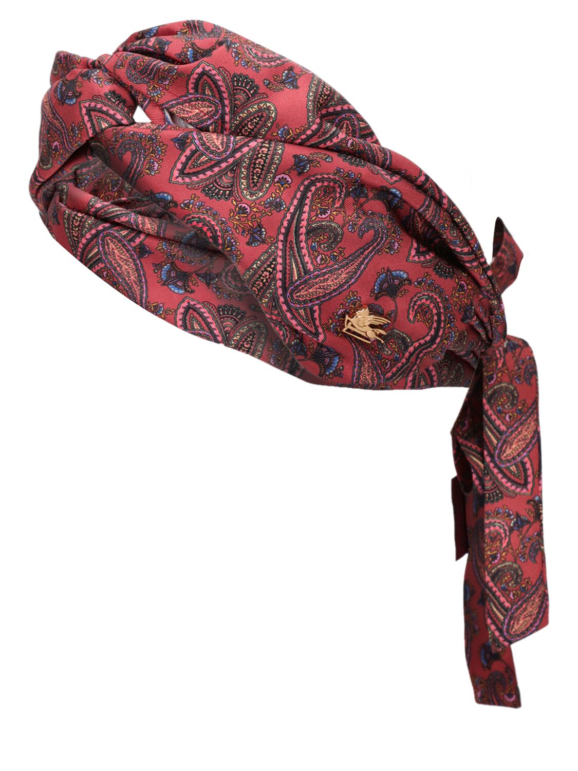 Shop Etro Silk Headband With Bow In Multi,red
