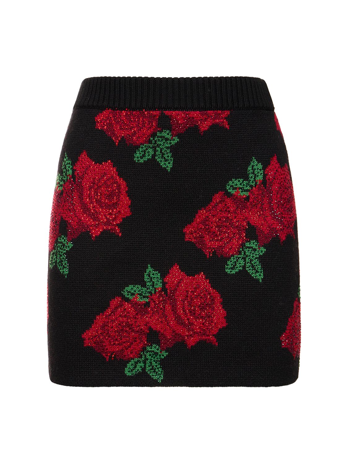 Shop Giuseppe Di Morabito Rose Jacquard Wool Knit Mini Skirt In Black