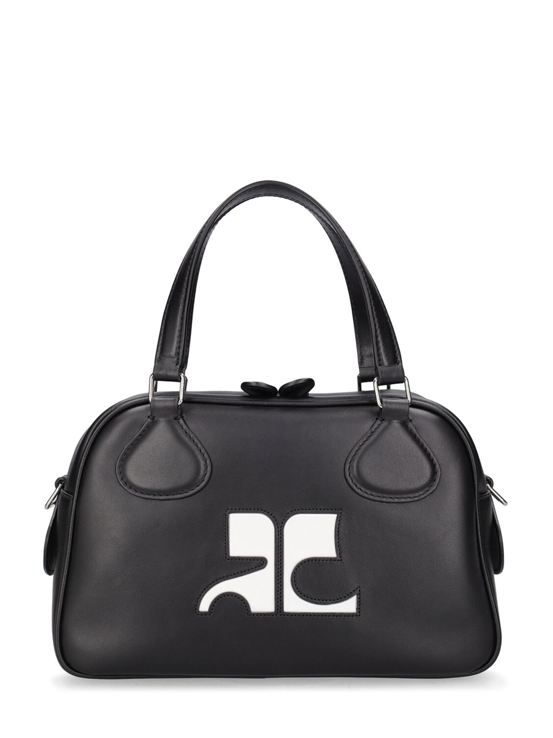 Courrèges Ac Bowling Leather Top Handle Bag In Black