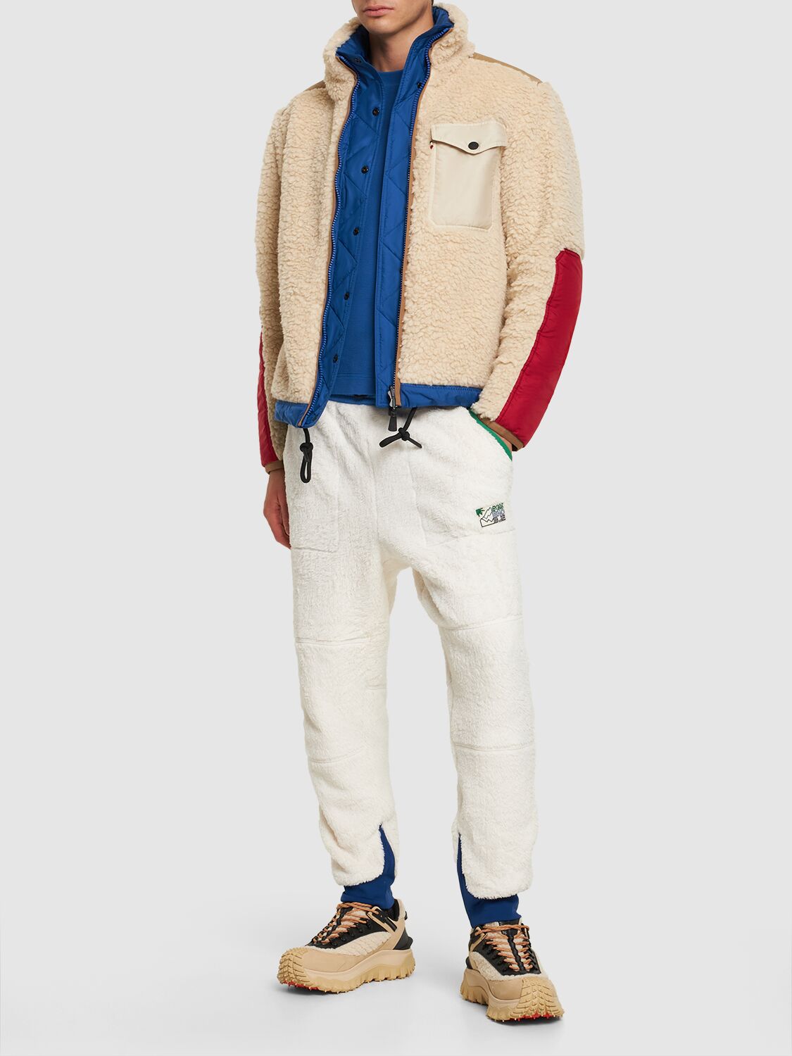 Shop Moncler Plattiers Wool Blend Teddy Jacket In White