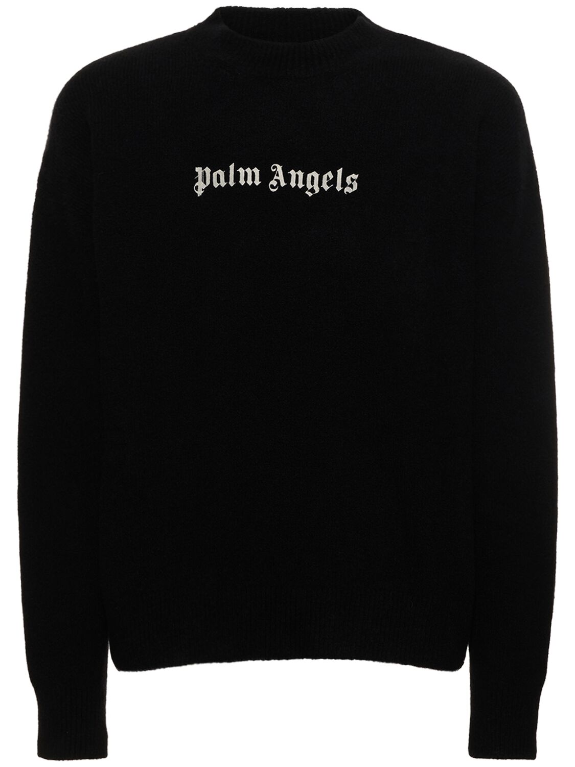 Shop Palm Angels Classic Logo Wool Blend Sweater In Black
