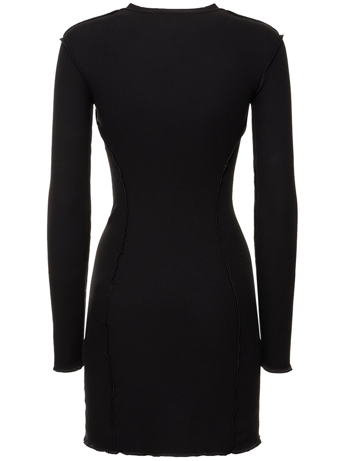 Shop Palm Angels Ribbed Cotton Mini Dress W/logo In Black
