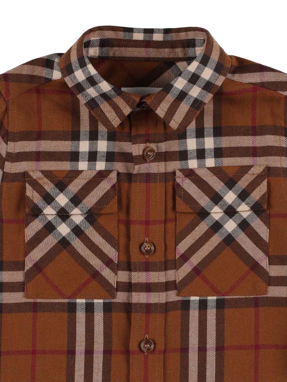 Shop Burberry Check Print Cotton Poplin Shirt In Brown