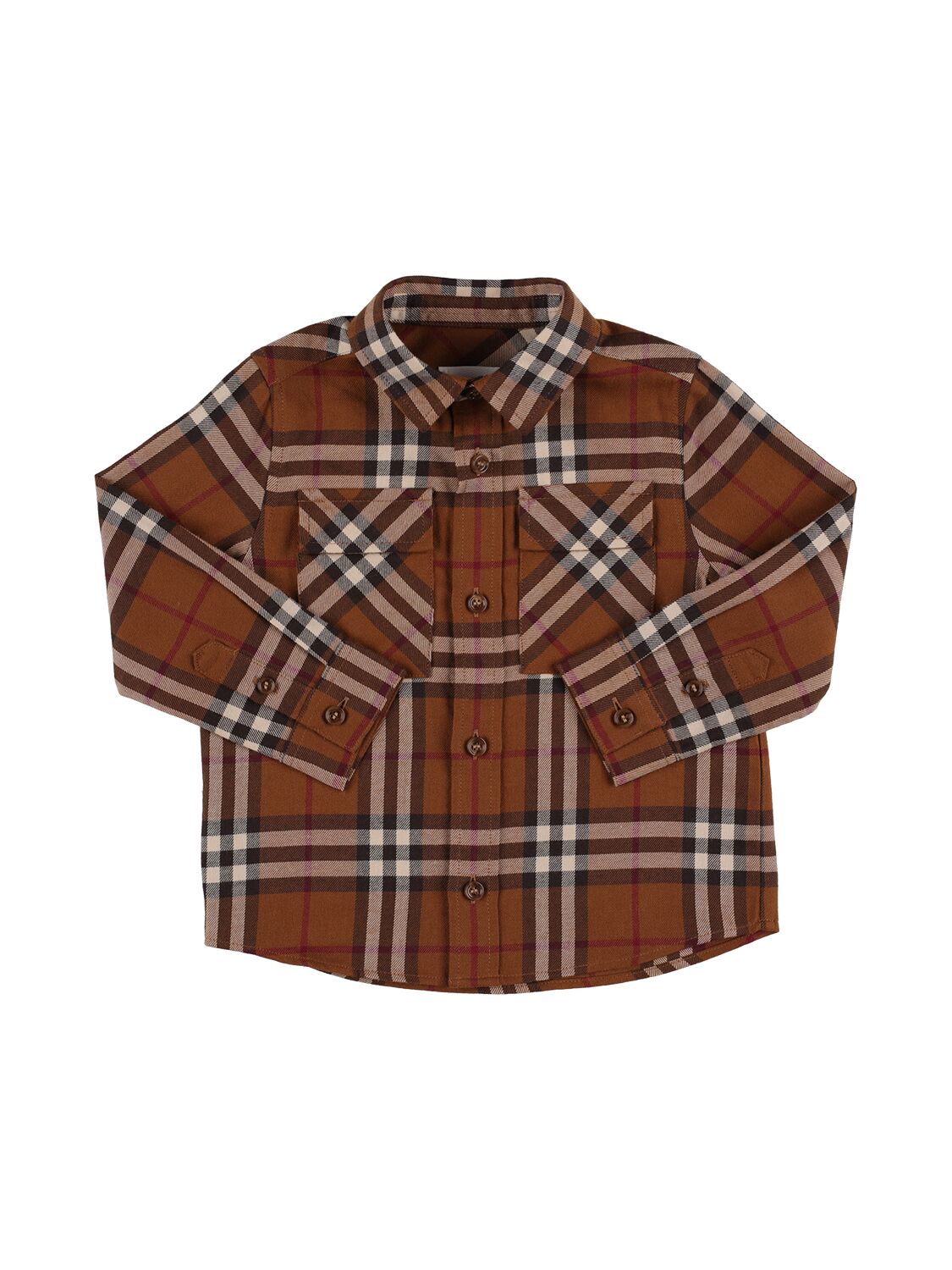Burberry Kids' Check Print Cotton Poplin Shirt In Brown
