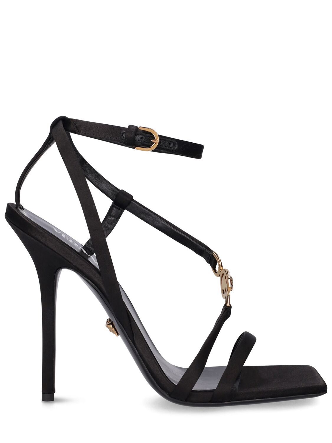 Versace 110mm Satin High Heel Sandals In 1b00v-black-ver