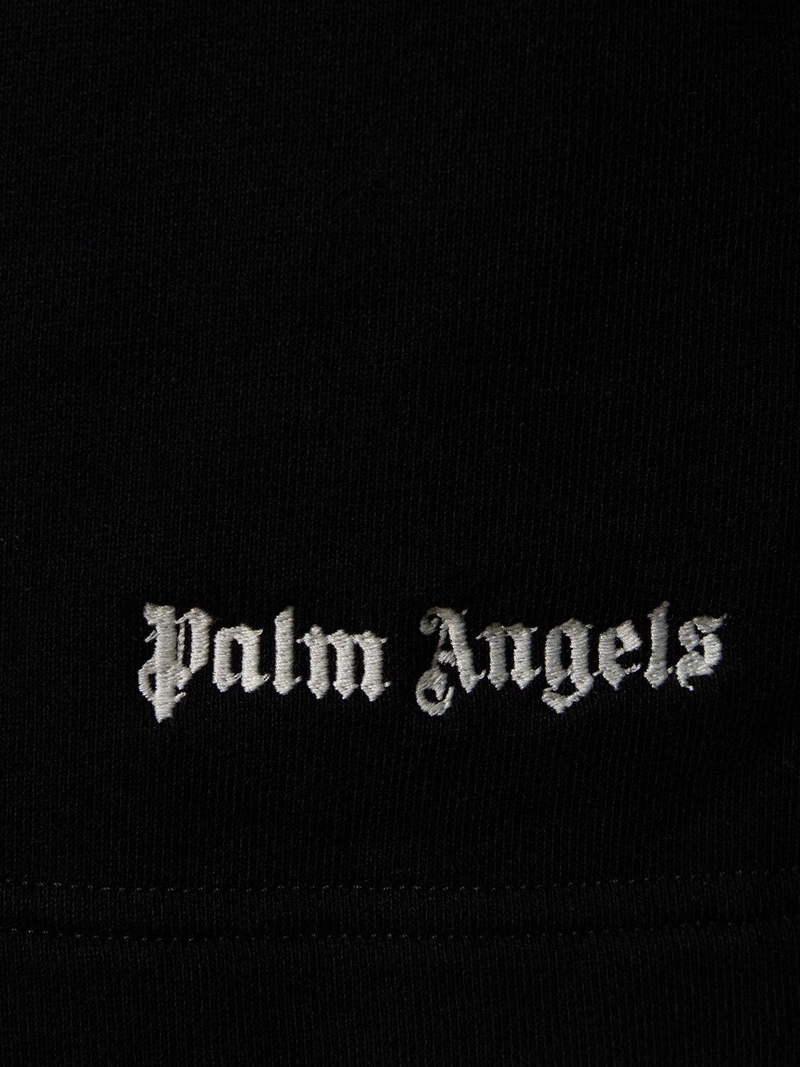 Shop Palm Angels Cotton Sweat Shorts W/logo In Black