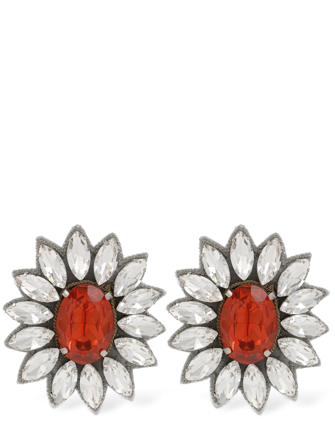 Moschino Crystal Clip-on Earrings In Red,crystal