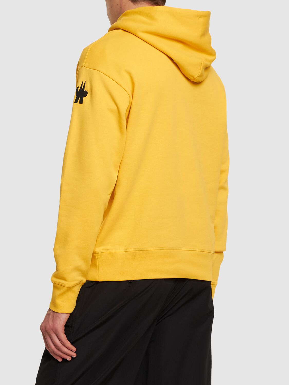 Shop Moncler Combed Cotton Sweatshirt Hoodie In Yellow