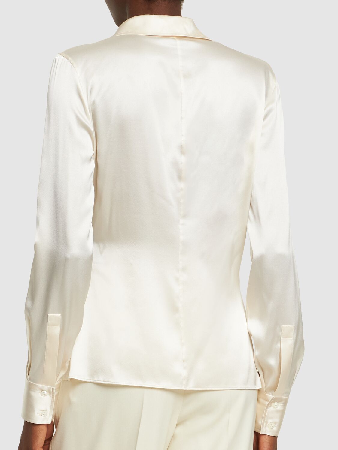 TOM FORD FITTED STRETCH SILK SATIN SHIRT 