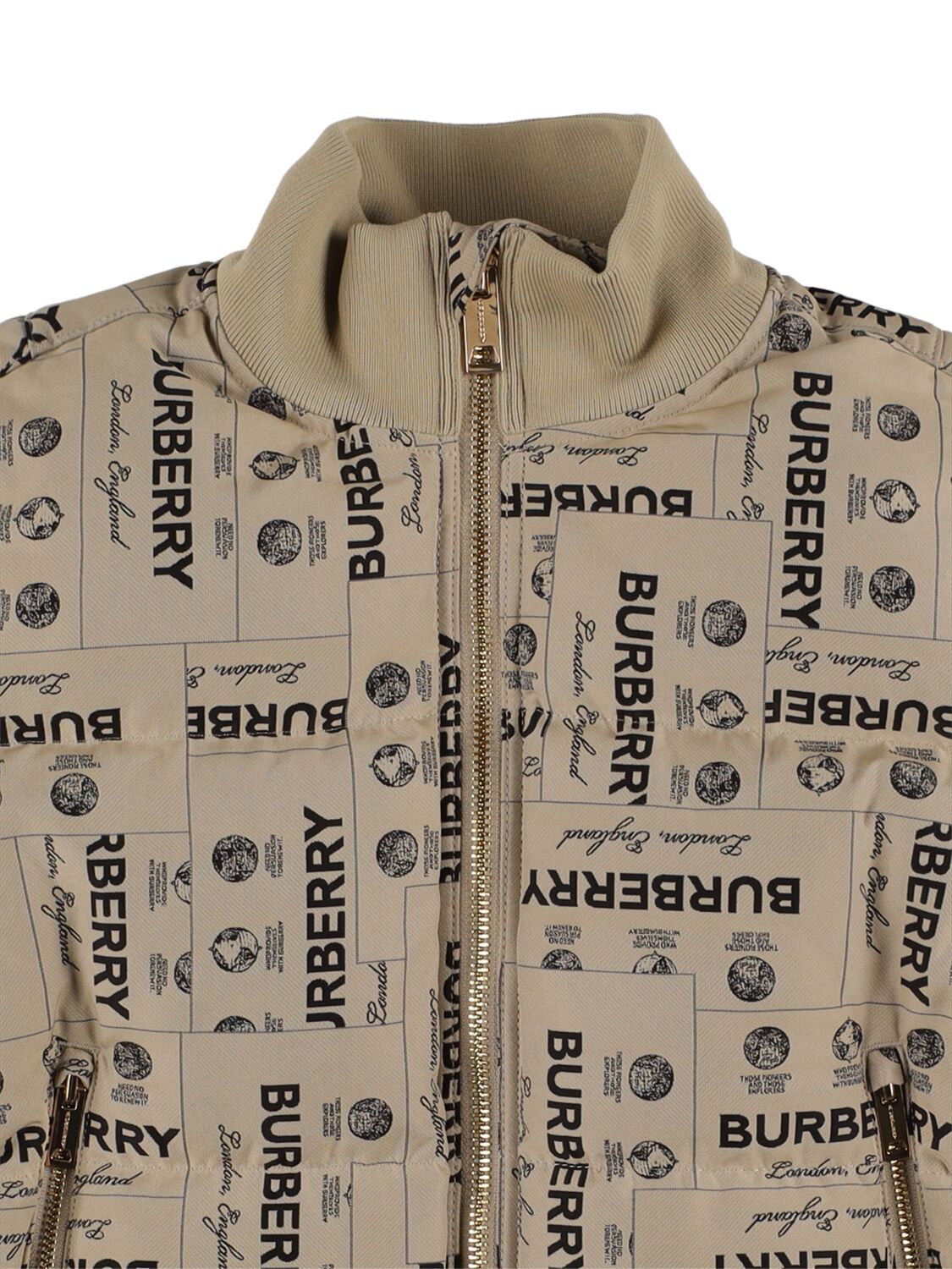 Shop Burberry Printed Quilted Nylon Down Jacket In Beige