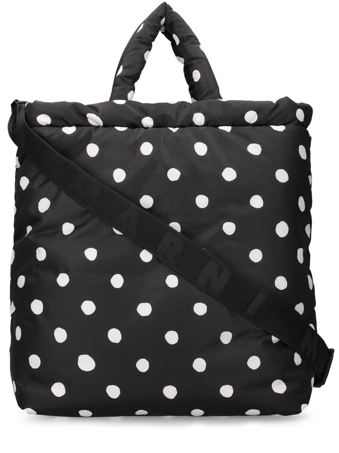 Shop Marni Ns Dots Print Tote Bag In Black