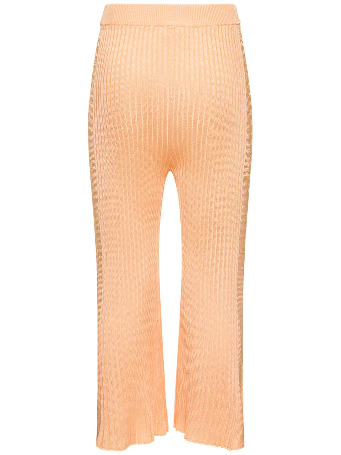 Jil Sander Ribbed Viscose Jersey Flared Crop Pants In Light Orange