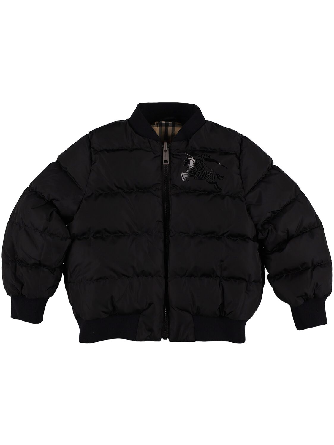 Shop Burberry Long Nylon Puffer Jacket In Black