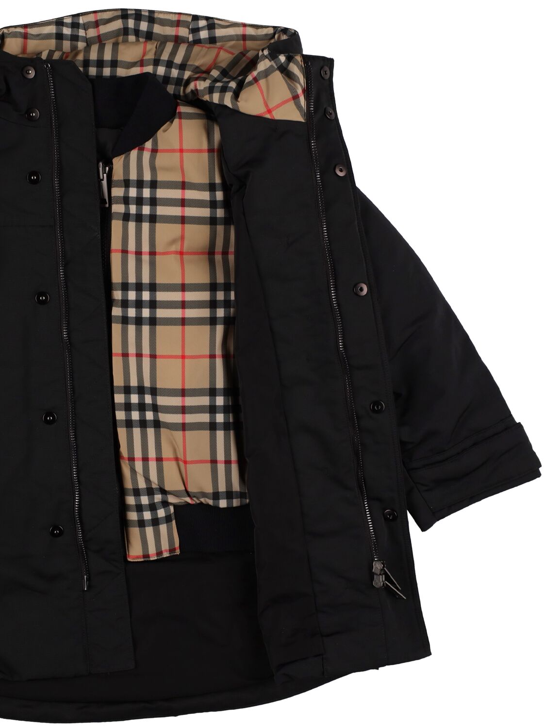 Shop Burberry Long Nylon Puffer Jacket In Black