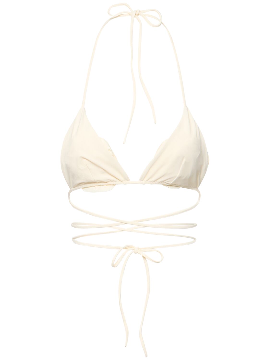 Magda Butrym 3d Flower Triangle Tech Bikini Top In Cream
