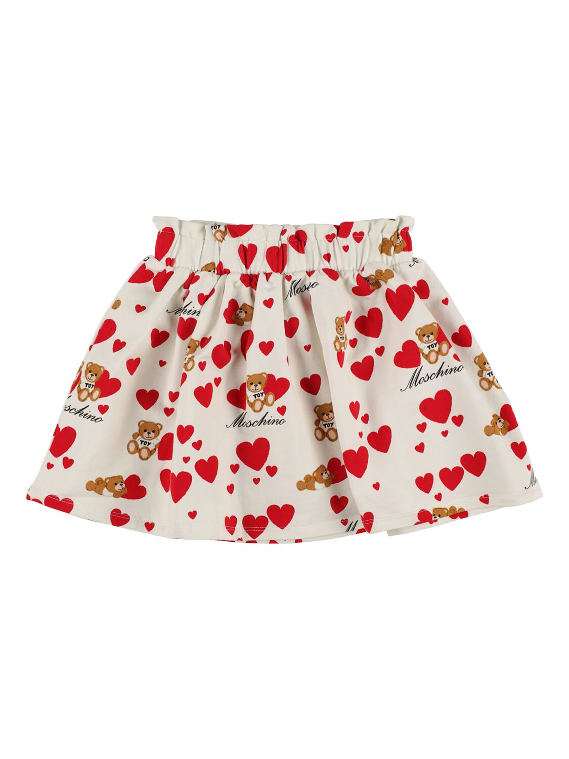 Moschino Kids' Hearts Print Cotton Sweat Skirt In White,red