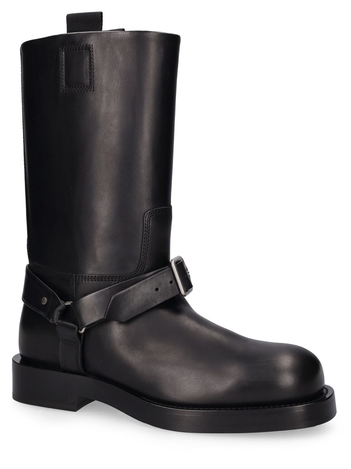 Shop Burberry Saddle Leather Boots In Black