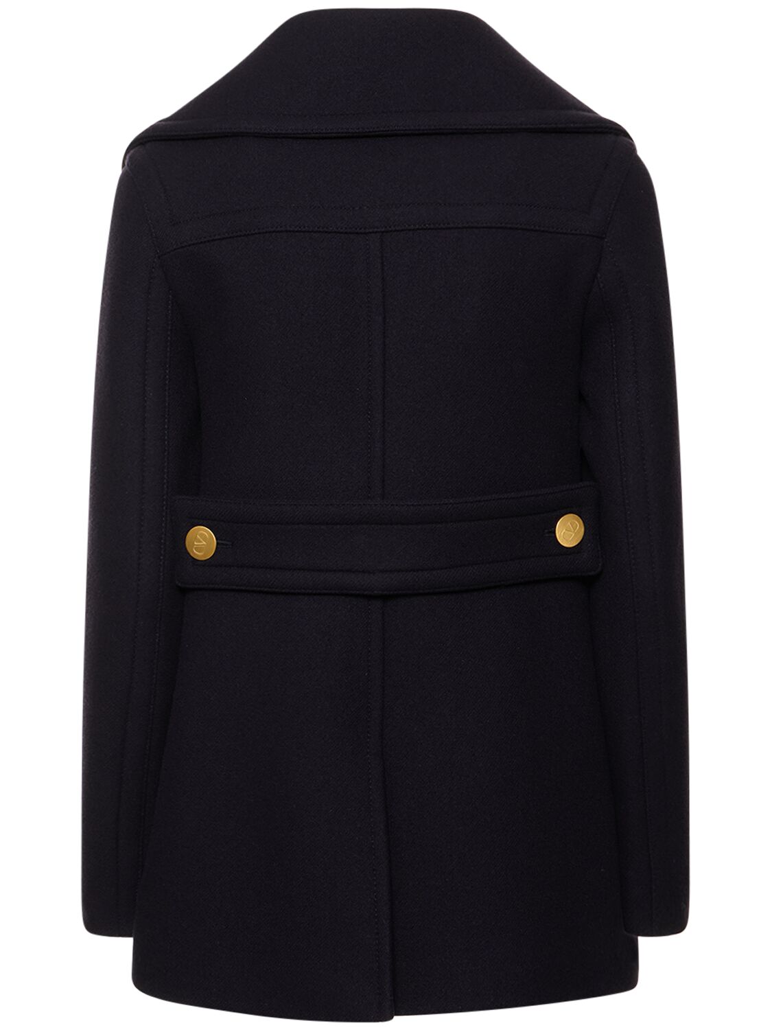 Shop Valentino Double Breast Wool Caban Short Coat In Navy