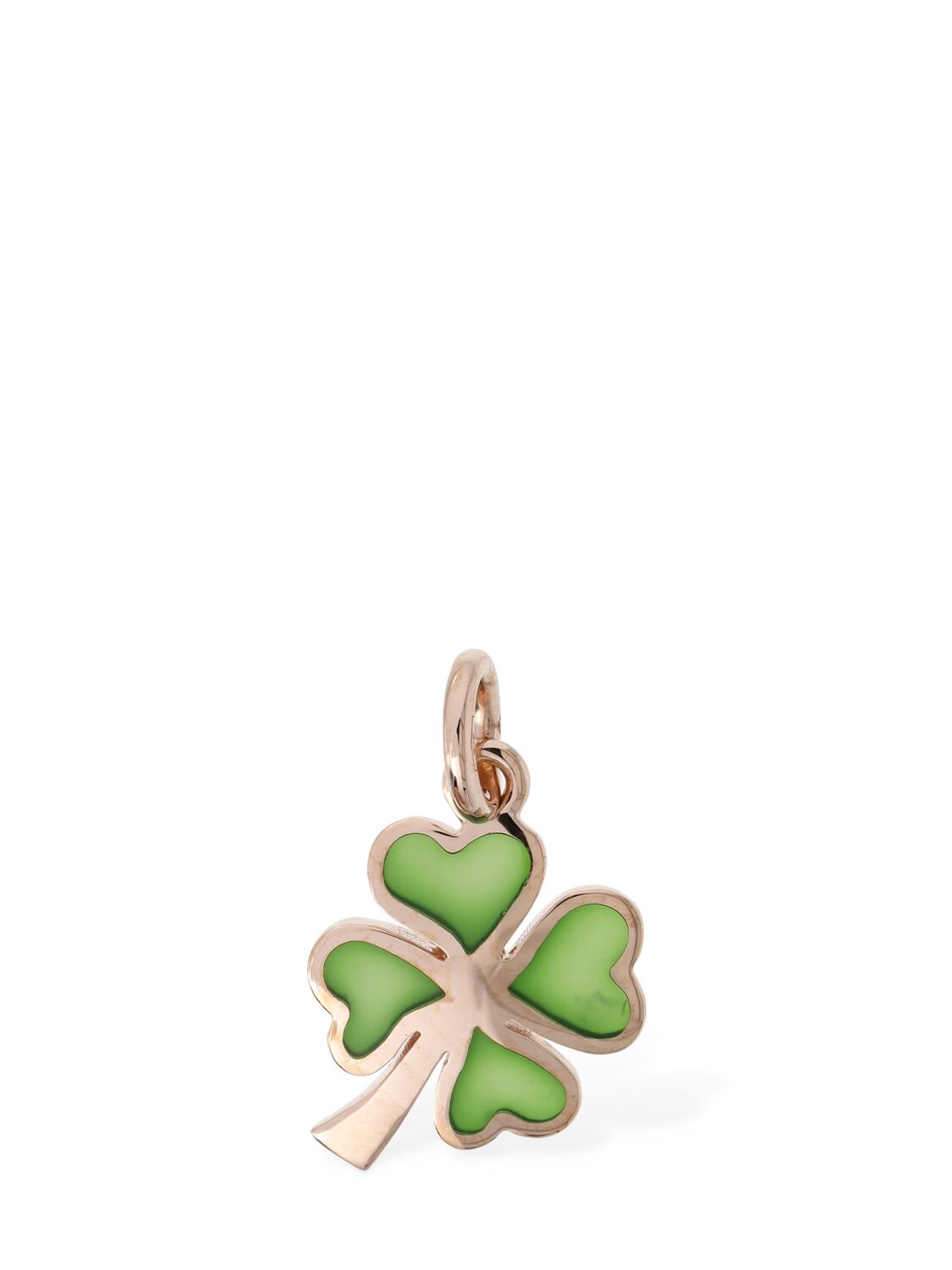 Dodo 9kt Rose Gold Four-leaf Clover Charm In Green