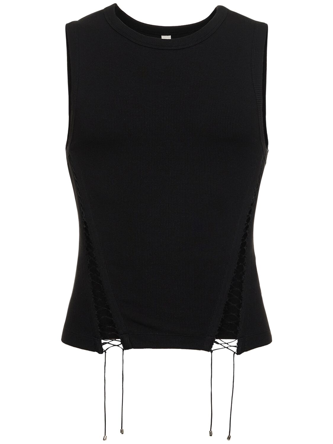Shop Dion Lee Picot Stretch Cotton Tank Top In Black